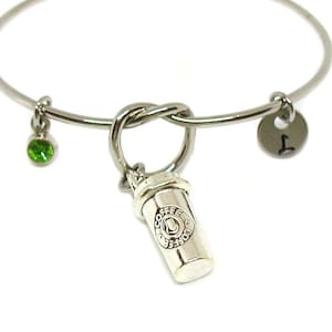 Coffee Knot Bracelet, Personalized Coffee Jewelry, Coffee Knot Bangle Bracelet, Coffee Themed Gifts, Coffee Lover Gift Idea, Coffee Charm