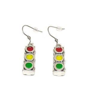 Traffic Signal Earrings, Traffic Light Charm, Street Light Jewelry, Traffic Light Earrings, Traffic Light Gift, Traffic Control Charm Gift
