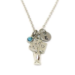 Poker Necklace, Poker Charm, Gambling Necklace, Poker Jewelry, Casino Necklace, Card Game Necklace, Poker Hand Necklace, Aces Flush Necklace