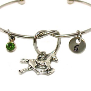 Equestrian Knot Bracelet, Horse Knot Bangle, Horse Jewelry, Expandable Bracelet, Horse Lover Gift, Horseback Riding Charm, Riding Horse Gift
