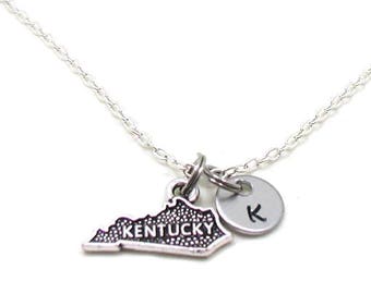 Kentucky Necklace, State Of Kentucky Necklace, Personalized Necklace, Initial Necklace, Kentucky Charm, State Jewelry, State Necklace Gift