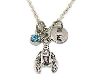 Lobster Necklace, Silver Lobster Pendant, Lobster Charm, Crayfish Charm, Crawdad Charm, Crawdad Necklace, Lobster Jewelry, Marine Life Charm