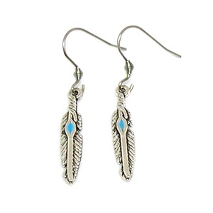 Feather Earrings, Bird Feather Charm, Feather Jewelry, Silver Feather, Indian Feather Earrings, Indian Feather Jewelry, French Hook Earrings