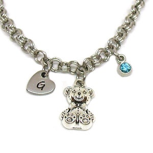 Teddy Bear Bracelet, Cub Bracelet, Teddy Bear Charm, Animal Charm, Bear Jewelry, Teddy Bear Gift, Animal Lover Bracelet, Custom Bracelet