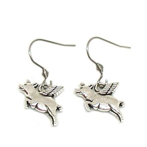 Flying Pig Earrings, Flying Pig Charm, Animal Jewelry, When Pigs Fly, Animal Earrings, Pig Jewelry, Farm Animal Earrings, Farm Animal Charm