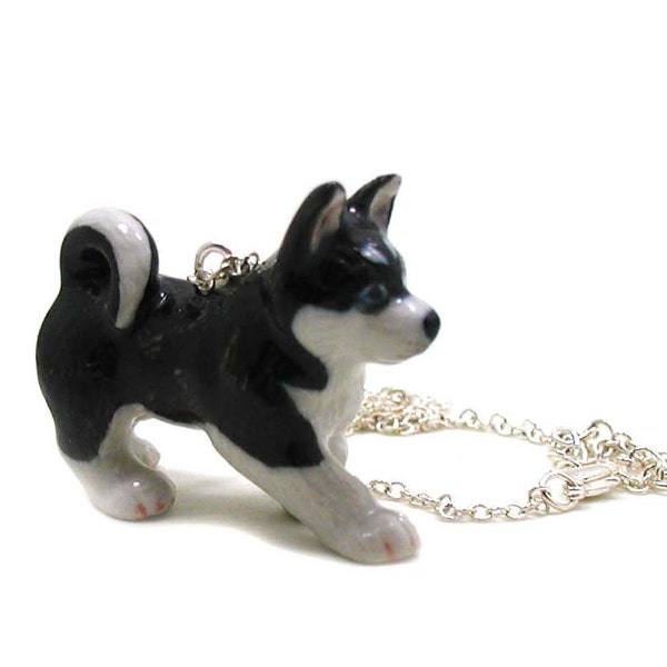 Cute Husky Dog Necklace Animal Dog Head Jewelry Charm Necklace 30pcs-N223