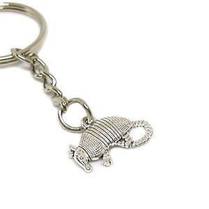 Armadillo Keychain, Armadillo Key Ring, Armor Shell Charm, Silver Armadillo Keychain, Personalized Keychain, Texas Charm, Armadillo Lover