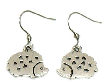Hedgehog Earrings, Hedgehog Charm, Hedgehog Jewelry, Hedgehog Gift, Animal Earrings, Dainty Hedgehog Charm, Dangle Earrings, Tiny Hedgehog