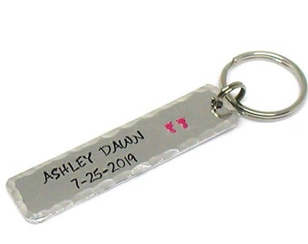 Baby Name Key Chain, Custom Key Chain, Baby Feet Keychain, New Mom Gift, Personalize Mom Gift, Custom Baby Feet, Gift For Mom, Birthday Gift