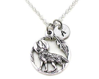 Wolf Necklace, Charm Necklace, Wolf Charm, Wolf Pendant, Wolf Jewelry, Howling Wolf Necklace, Silver Wolf Necklace, Wolves Necklace