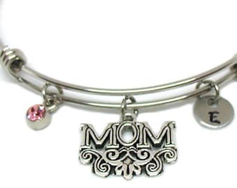 Mom Bracelet, Mom Bangle, Mom Jewelry, Mother Bracelet Gift, Mother Charm, Gift For Mom, Mom Gift, Mother's Day Gift, Mother Jewelry Gift