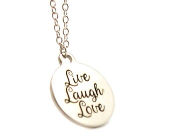 Azaggi Gold Plated Silver Necklace Script Words LIVE LOVE LAUGH Positive Wishes Inspirational Charm Pendant Necklace.This Unisex Gold Plated Necklace is the Perfect Jewelry Gift Azaggi Gold Plated Silver Necklace Script Words LIVE LOVE LAUGH Positive Wishes Inspirational Charm Pendant Necklace.This Unisex Gold Plated Necklace is the Perfect Jewelry Gift