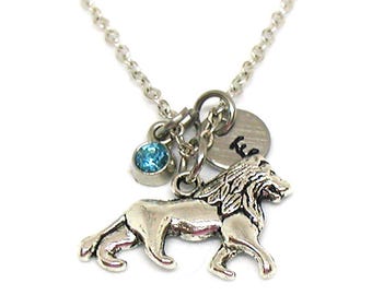 Lion Necklace, Lion Charm, Animal Lover Necklace, Lion Jewelry, Lion Pendant, Lion Lover Gift, Animal Jewelry, Zoo Charm, Leo Necklace Gift