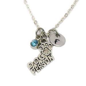 Dog Person Necklace, Dog Person Pendant, Dog Person Charm, Dog Lover Necklace, Birthstone Jewelry, Dog Lover Charm, Dog Lover Jewelry Gift