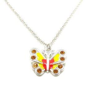 Yellow Butterfly Necklace, Charm Necklace, Butterfly Charm Jewelry, Butterfly Pendant, Silver Butterfly Jewelry, Jewelry Gift, Gift Under 20