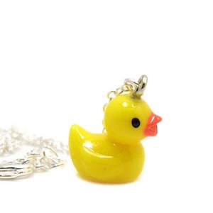 Rubber Duck Necklace, Charm Necklace, Charm Jewelry, Yellow Duck Necklace, Tiny Duck, Rubber Ducky, Gift Under 20, Yellow Rubber Duck Charm