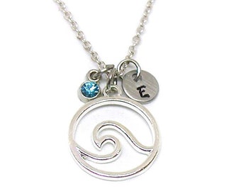 Ocean Wave Necklace, Wave Charm, Ocean Jewelry, Ocean Wave Pendant, Surfing Jewelry, Surfer Necklace, Ocean Necklace, Surfer Jewelry