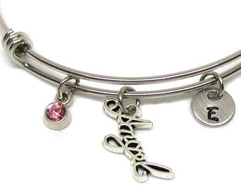 Silver Angel Bracelet, Silver Angel Bangle, Expandable Bracelet, Religious Bracelet, Religious Bangle, Christian Charm, Word Angel Bracelet
