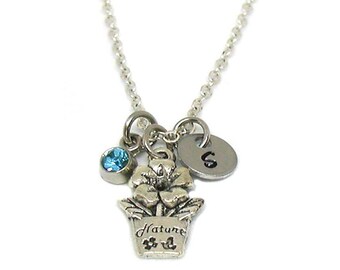 Gardening Necklace, Gardening Charm, Plant Jewelry, Gardener Necklace, Gardener Gift, Potted Plant Charm, Custom Necklace, Personalized Gift