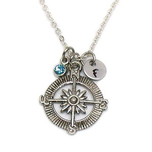 Compass Necklace, Compass Pendant, Nautical Jewelry, Silver Compass Gift, Compass Charm, Best Friend Gift, Nautical Jewelry, Nautical Charm