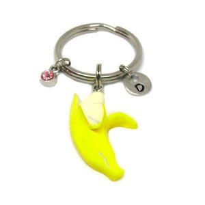 Banana Keychain, Peeled Banana Keychain, Banana Key Chain, Fruit Keychain, Banana Charm, Banana Themed, Banana Split Keychain, Foodie Charm