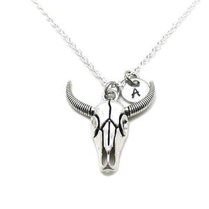 Longhorn Necklace, Steer Charm, Bull Skull Jewelry, Steer Skull Necklace, Skull Jewelry, Animal Skull Necklace, Boho Necklace, Boho Jewelry