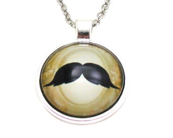 Mustache Necklace, Moustache Necklace, Picture Necklace, Mustache Jewelry, Hipster Necklace, Steampunk Necklace, Mustache Pendant, Movember