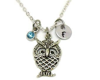 Owl Necklace, Owl Jewelry, Night Owl Necklace, Antique Silver Owl Charm, Tiny Owl Pendant, Owl Lover Necklace, Barn Owl Necklace, Owl Gift