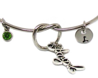Angel Knot Bracelet, Christian Knot Bangle, Angel Jewelry, Expandable Charm Bracelet, Initial Bracelet, Angel Bracelet Gift, Angel Bangle