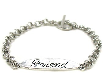 Friend Charm Bracelet, Friend Bracelet, Charm Bracelet, Silver Friend Charm, Silver Chain Bracelet, Best Friend Gift, Friend Word Bracelet