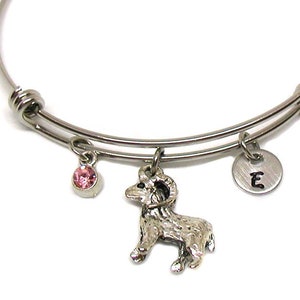 Sheep Bracelet, Sheep Bangle, Expandable Bracelet, Sheep Charm, Ram Bangle, Ram Bracelet Gift, Sheep Lover Gift, Ewe Bracelet, Ram Charm