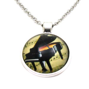 Piano Necklace, Musicians Necklace, Piano Charm, Picture Necklace, Photo Necklace, Grand Piano Necklace, Musical Jewelry, Music Teacher