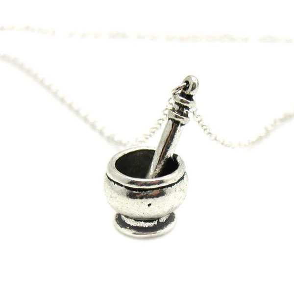 Mortar And Pestle Necklace, Pharmacist Charm, Medical Necklace, Chemistry Charm, Medicine Bowl Charm, Doctor Charm, Chemistry Necklace, RX