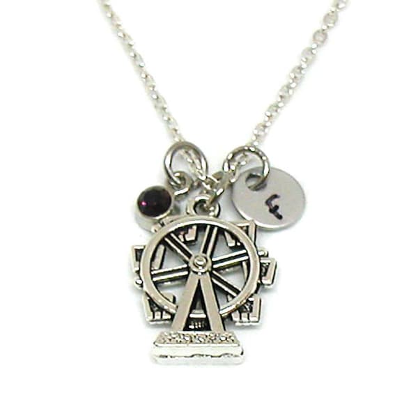 Ferris Wheel Necklace, Ferris Wheel Charm, Carnival Jewelry, Ferris Wheel Pendant, Carnival Charm, Birthstone Necklace Gift, Custom Gift