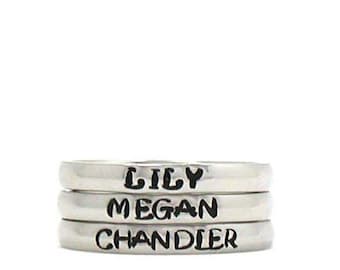 Personalized Stacking Ring, Custom Ring, Stainless Steel Ring, Stacking Ring, Custom Name Ring, Hand Stamped Stacking Ring, Anniversary Gift