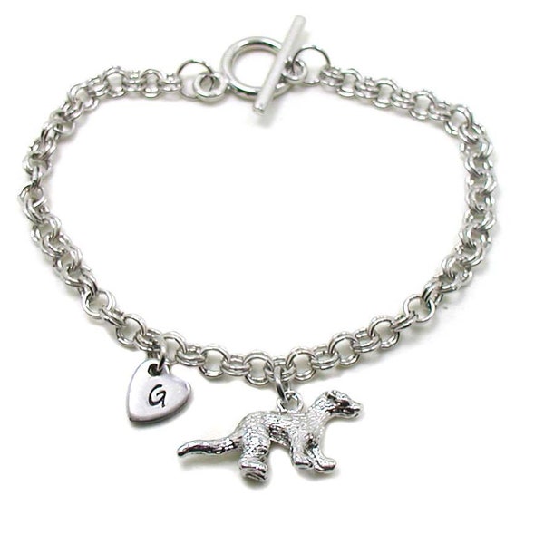 Ferret Charm Bracelet, Ferret Bracelet, Ferret Jewelry, Initial Bracelet, Pine Marten Bracelet, Personalized Bracelet, Animal Lover Charm