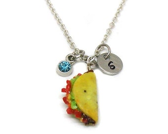 Taco Necklace, Charm Necklace Gift, Charm Jewelry, Beef Taco Charm, Taco Jewelry, Food Charm, Best Friend Charm, Taco Tuesday, Food Necklace