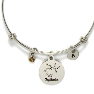 Sagittarius Bracelet, Sagittarius Bangle, Zodiac Jewelry, Astrology Bangle, Constellation Charm, Zodiac Bracelet, Sagittarius Constellation