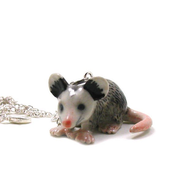 Possum Necklace, Marsupial Necklace, Opossum Charm Jewelry, Possum Jewelry, Baby Possum, Wildlife Necklace, Possum Pendant, Rodent Necklace