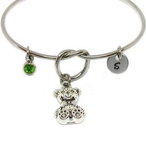 Teddy Bear Knot Bracelet, Teddy Bear Knot Bangle, Bear Jewelry, Animal Bangle Gift, Stainless Steel Bangle, Animal Bracelet, Teddy Bear Gift