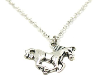 Horse Necklace, Equestrian Necklace, Charm Jewelry, Silver Horse Necklace, Horse Jewelry, Equestrian Jewelry, Jewelry Gift, Galloping Horse
