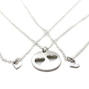 Mother Daughter Heart Necklace Set, Grandmother Granddaughter Pendant, Mother Daughter Jewelry, Heart Cut Out Charm, Grandmother Necklace