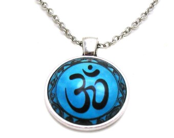 Om Necklace, Om Pendant, Yoga Charm, Yoga Necklace, Om Jewelry, Yoga Jewelry, Ohm Necklace, Silver Om Necklace, Silver Yoga Necklace