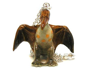 Pterodactyl Necklace, Dinosaur Necklace, Dinosaur Jewelry, Paleontology Jewelry, Flying Dinosaur Charm, Pterodactyl Charm, Prehistoric Bird