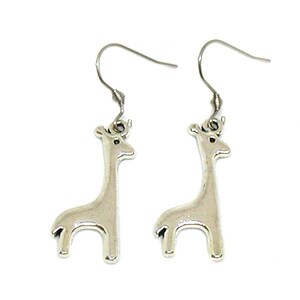 Giraffe Earrings, Giraffe Charm, Giraffe Jewelry, Giraffe Gift, Wildlife Earrings, Zoo Charm Earrings, Silver Giraffe, Giraffe Lover Gift