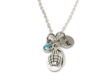 Hand Grenade Necklace, Grenade Charm, Grenade Jewelry, Military Necklace, Hand Bomb Charm, Army Necklace, Men's Necklace, Small Bomb Charm