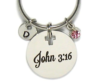 John 3:16 Key Chain, Customized Gift, Bible Verse Keychain, Inspirational Keychain, Religious Keychain, John 316 Keychain, Bible Verse Charm