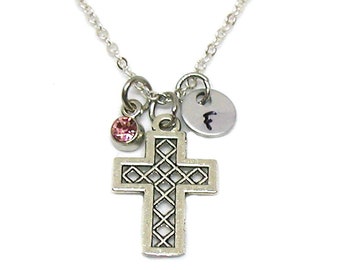 Cross Necklace, Religious Necklace, Silver Cross Pendant, Cross Jewelry, Devout Necklace, Christian Necklace, Christian Jewelry, Customized