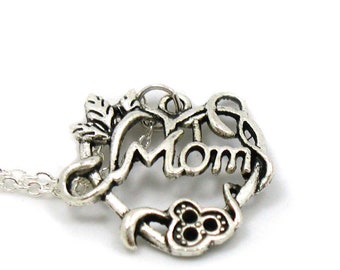 Mom Necklace, Charm Jewelry, Mom Charm, Mother Charm Necklace, Mom Pendant, Everyday Jewelry, Mother's Day Gift, Gift Under 20