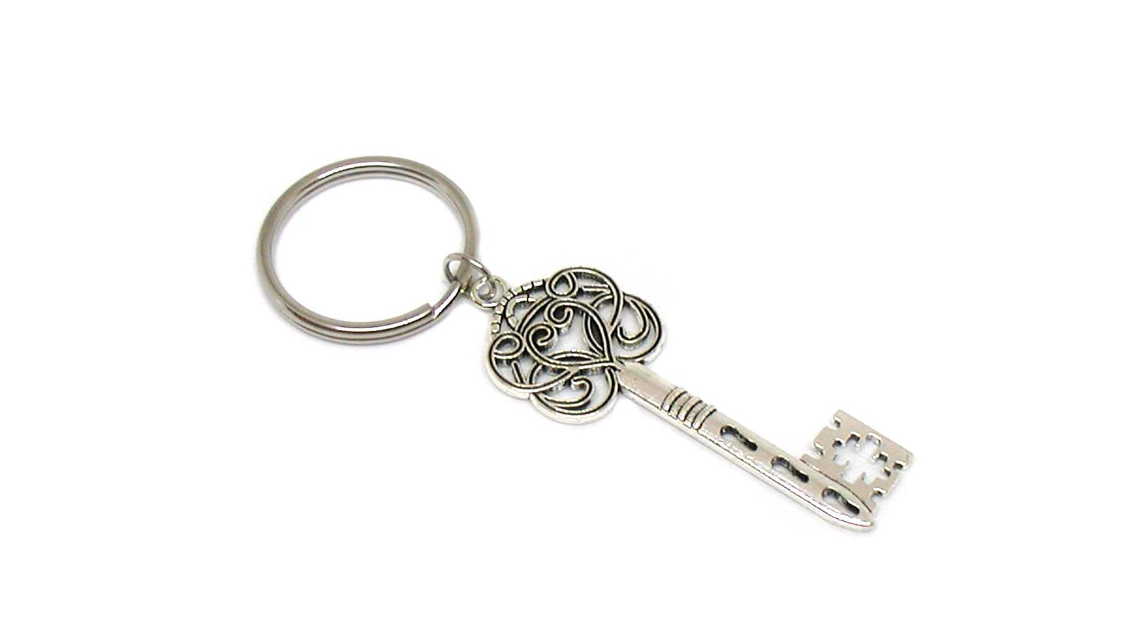 Skeleton Key Key Chain Silver Key Charm Key Chain Gift Etsy